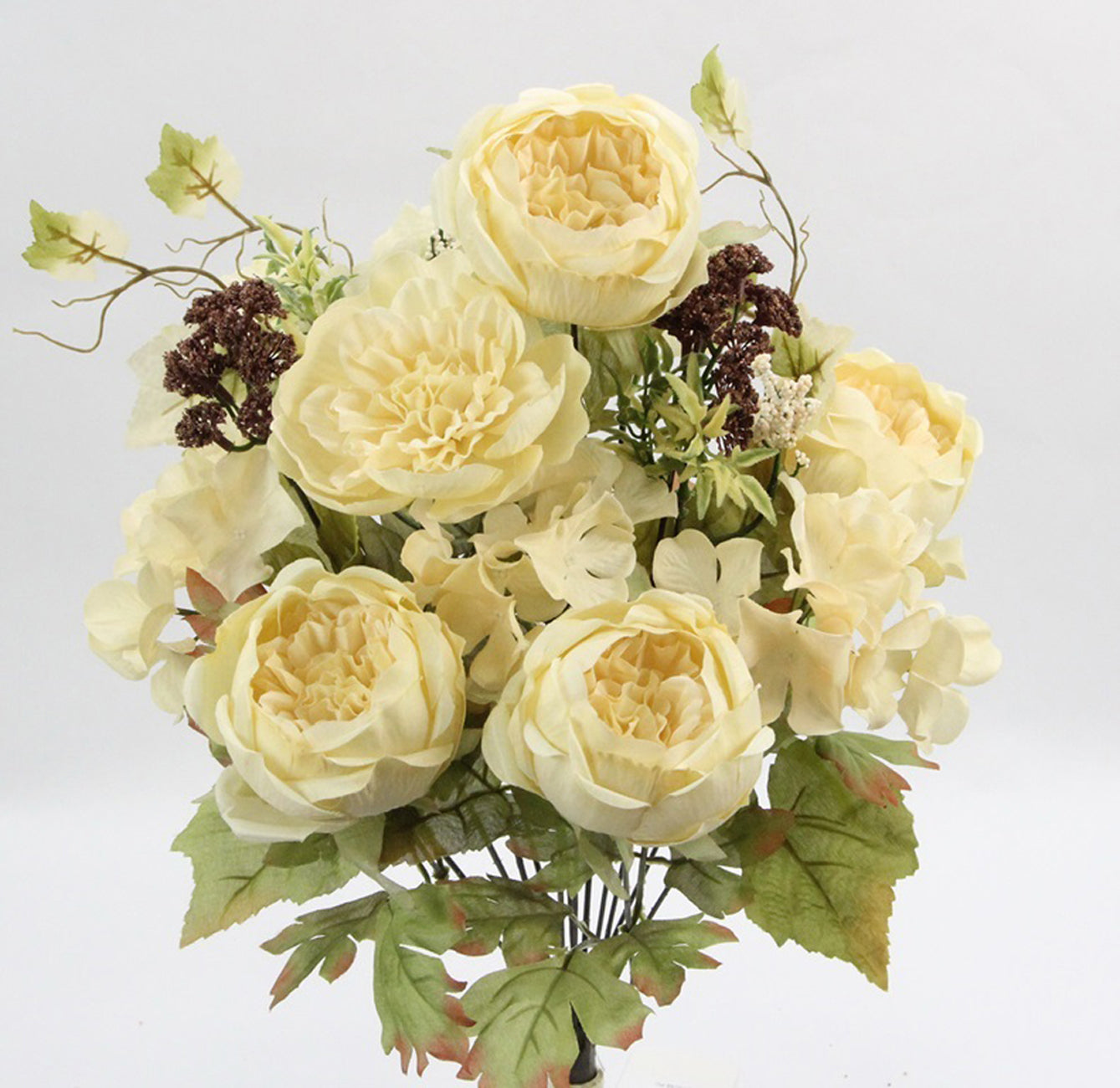 14 Stem Artificial Flowers Rose Hydrangea Bush Spring