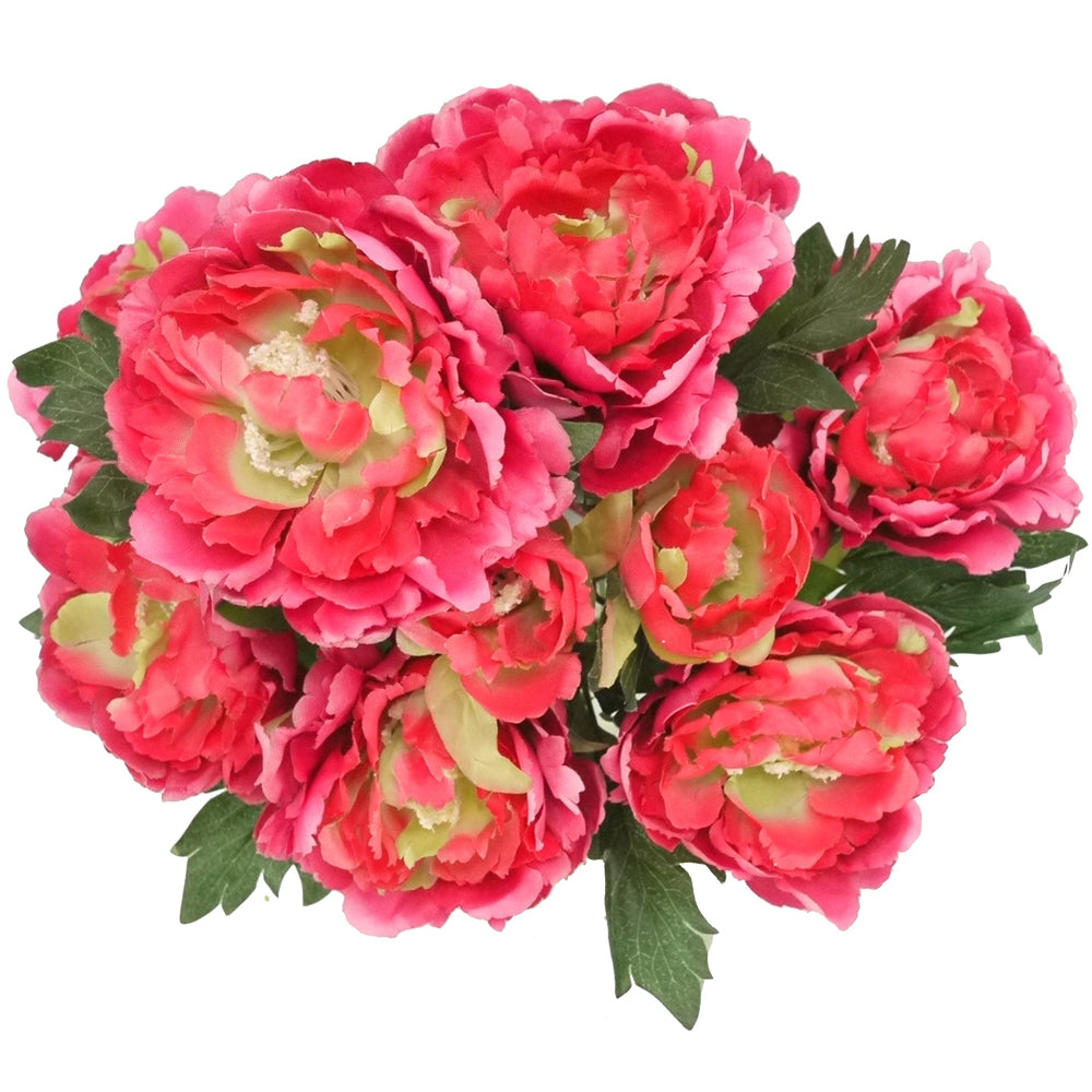 11 Stem Artificial Flowers Peony Bush Spring Faux Flower