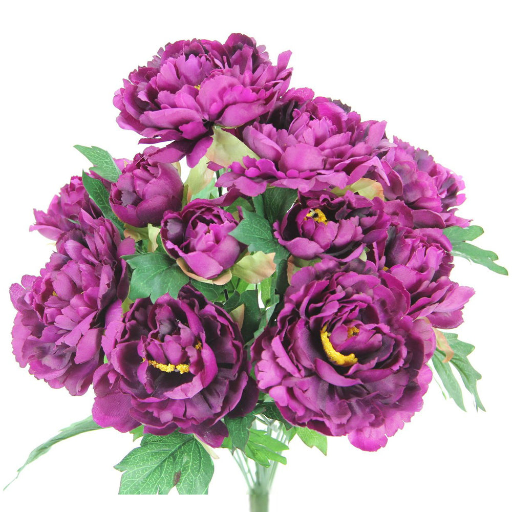 11 Stem Artificial Flowers Peony Bush Spring Faux Flower