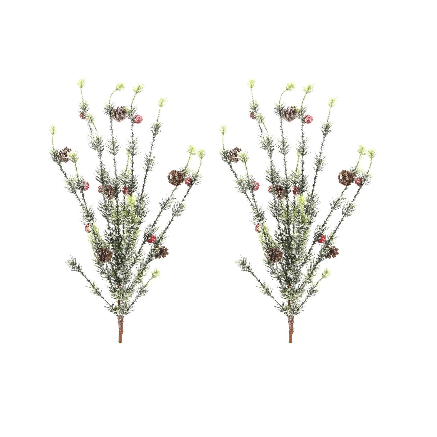 2 Pieces 29" Ice Ming Pine W/Pine Cones Berry Spray For Christmas Decorations
