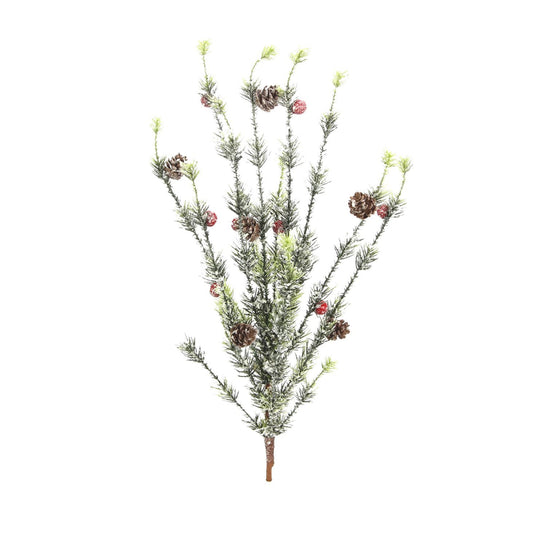 2 Pieces 29" Ice Ming Pine W/Pine Cones Berry Spray For Christmas Decorations