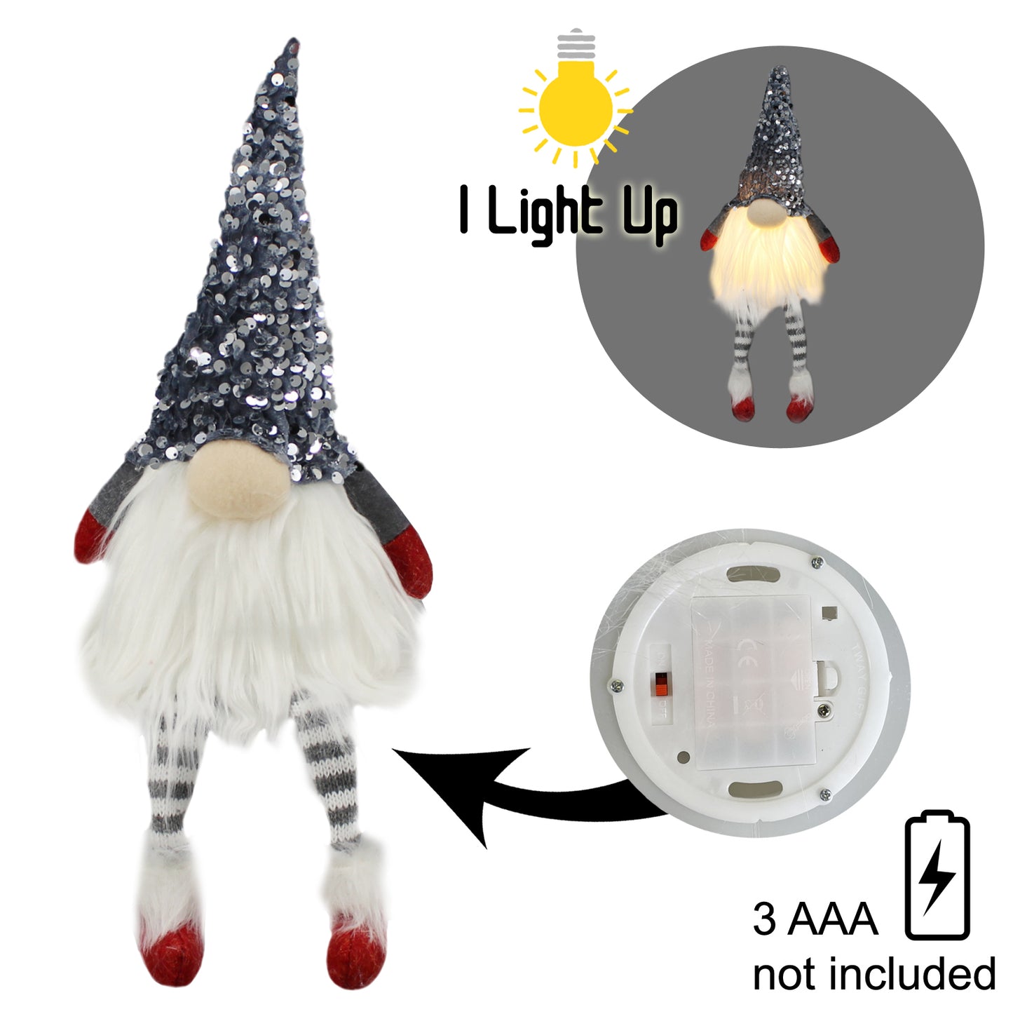 Nordic 16 inch Christmas Sitting Gnome