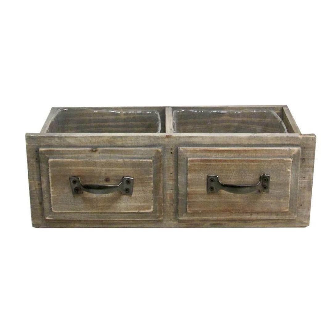 Double Rectangle Planter Box Style Pots w/Hard LinerWooden Flower Pot