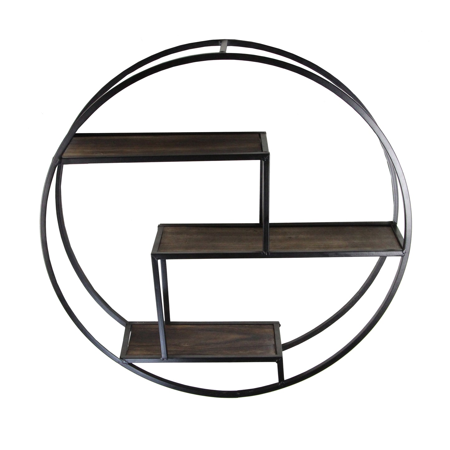 23" Mounted Iron Circle Hanging Storage Shelving Floating Shelf 3 Tier