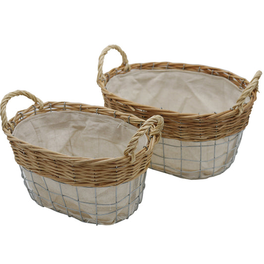 ABN5E118 NTRL Woven Baskets-2-Piece Set of Decorative Nesting