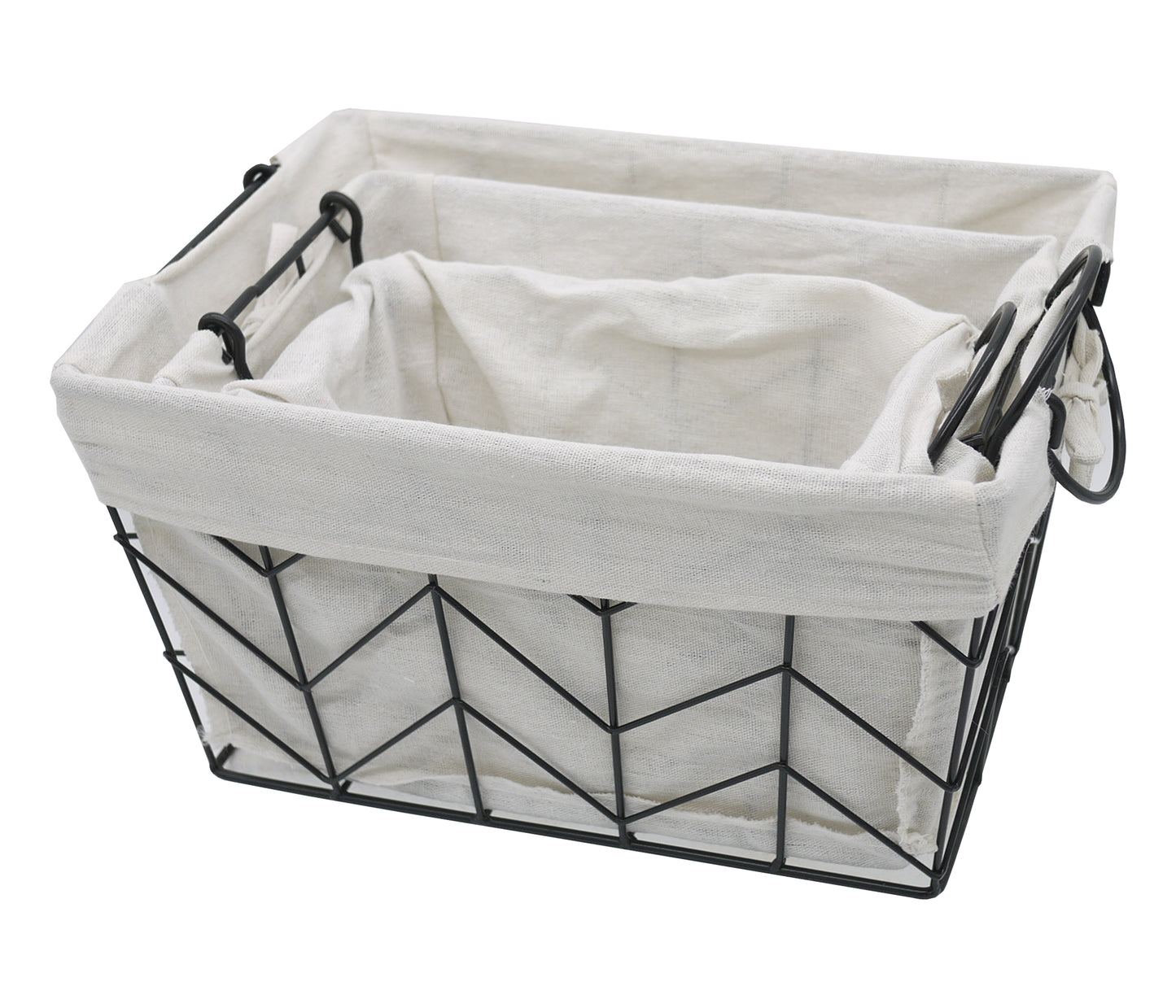 ABN5E119-BLK 3 Piece Metal/Wire Basket Set