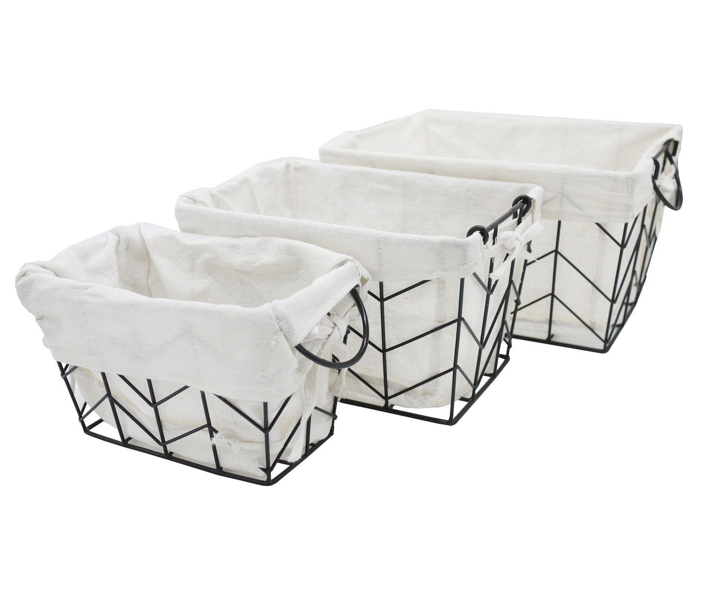 ABN5E119-BLK 3 Piece Metal/Wire Basket Set