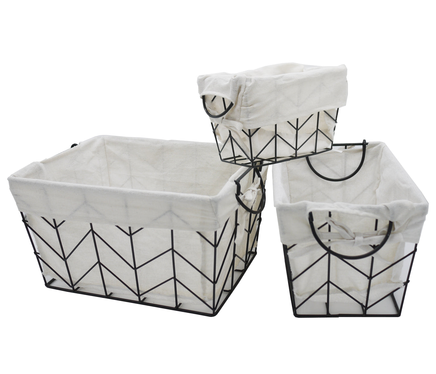 ABN5E119-BLK 3 Piece Metal/Wire Basket Set