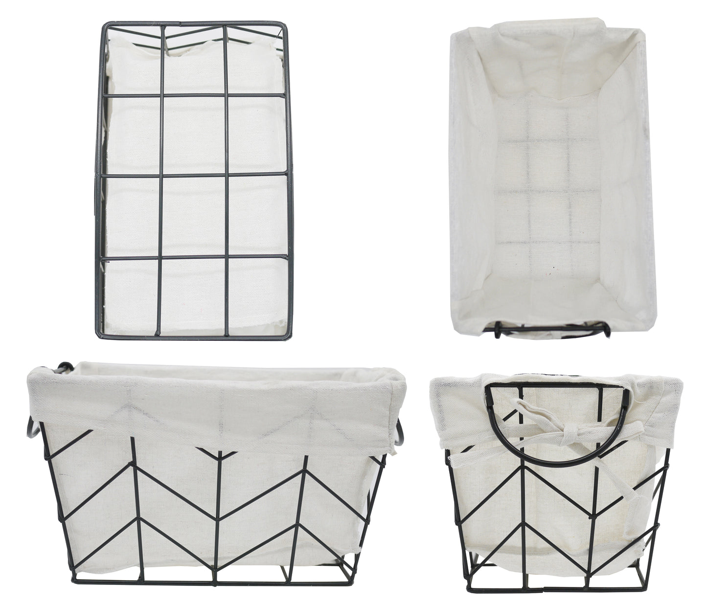 ABN5E119-BLK 3 Piece Metal/Wire Basket Set