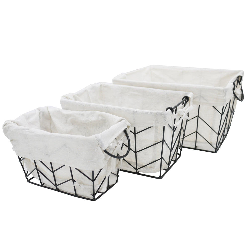 ABN5E119-BLK 3 Piece Metal/Wire Basket Set