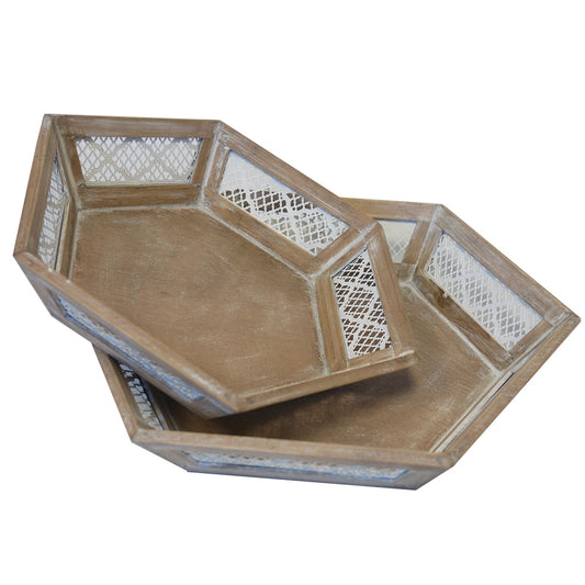 ABN5E129-NTRL Bartlet Decorative 2 Piece Ottoman Tray Set