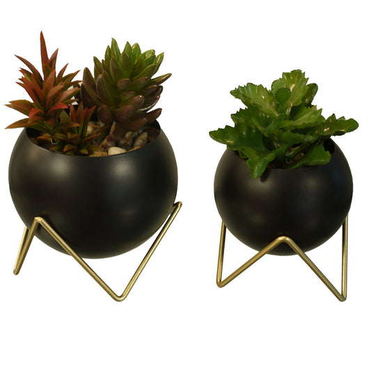 Set of 2 2 sizes Modern Spherical Planter Pot Flower Plants Holder