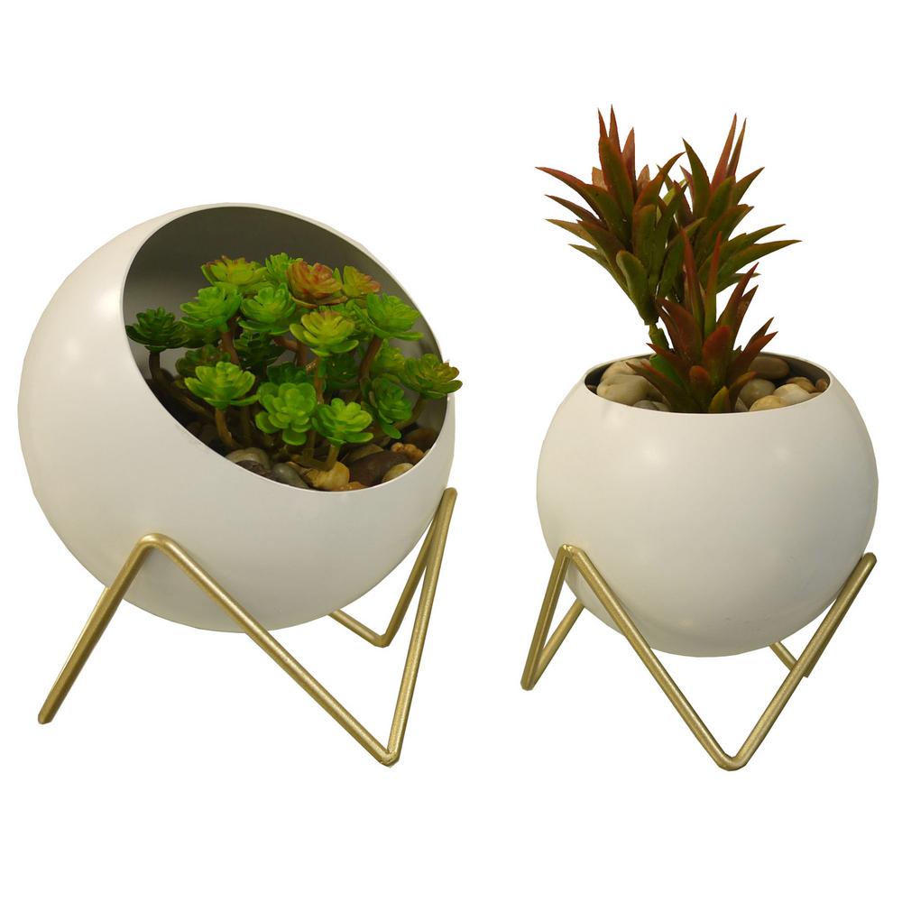 Set of 2 2 sizes Modern Spherical Planter Pot Flower Plants Holder
