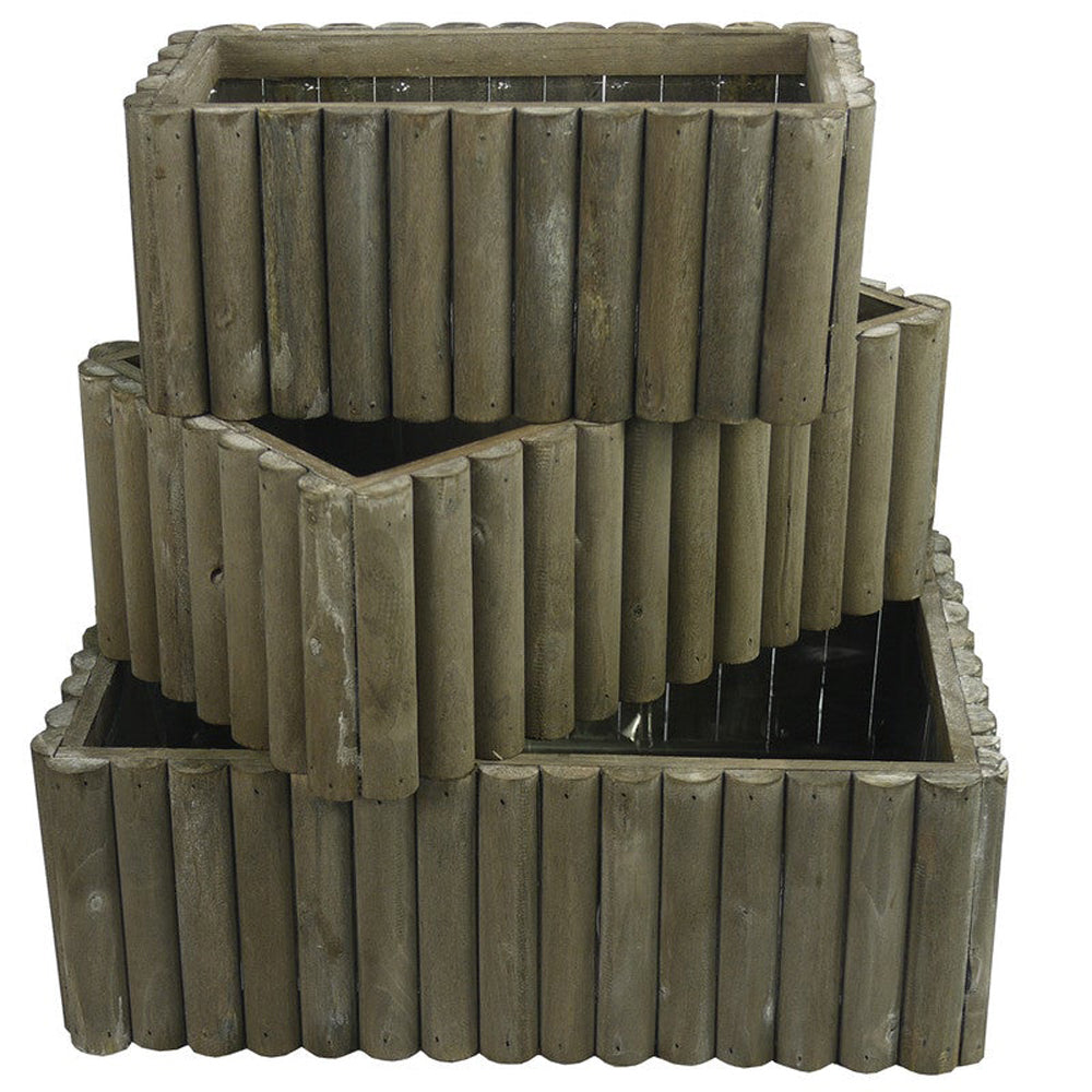 Set of 3 Rectangle Decorative Wooden Planter Wood Indoor Garden for Plants