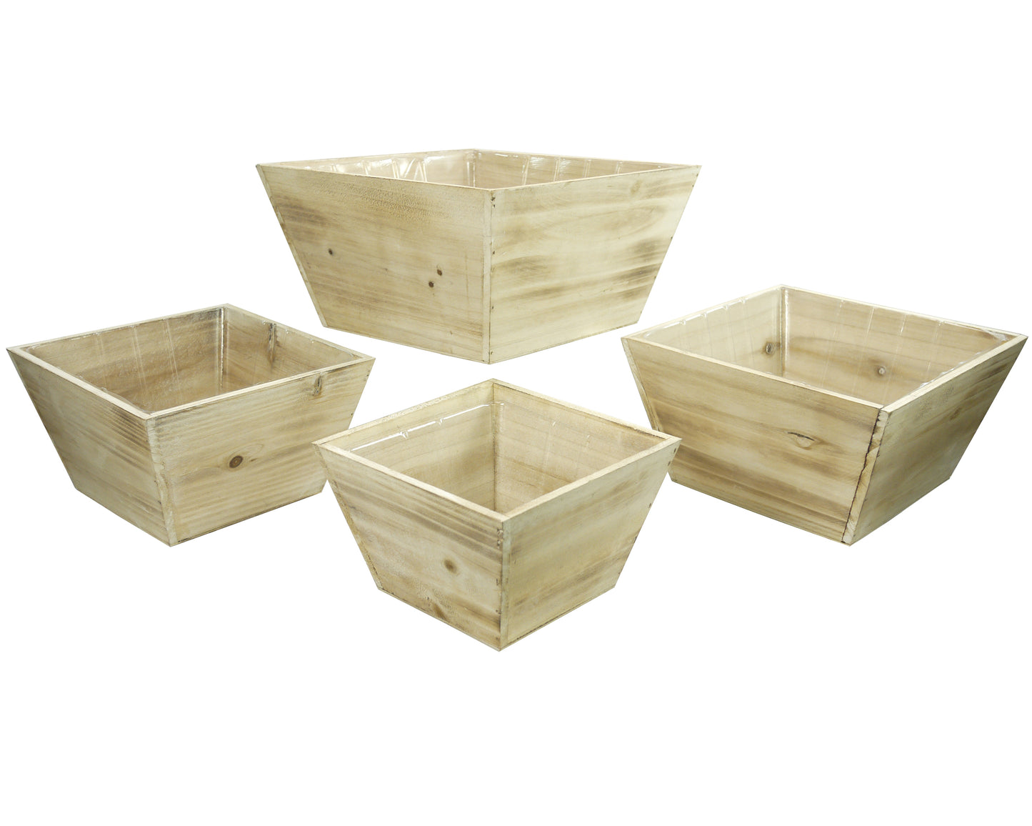 Set of 4 Square Decorative Wooden Planter Wood Indoor Garden for Plants