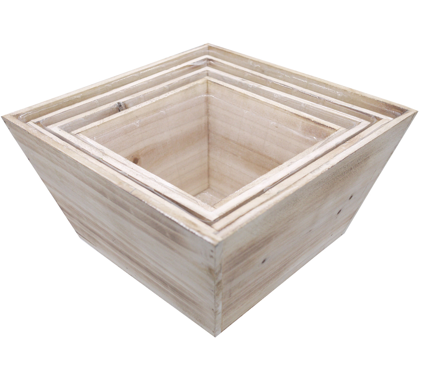 Set of 4 Square Decorative Wooden Planter Wood Indoor Garden for Plants