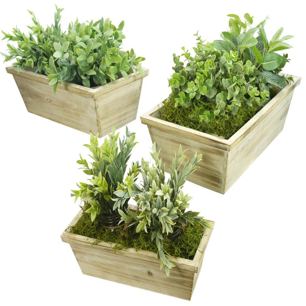 Set of 3 Wood Planter Box RectangleWooden Planter