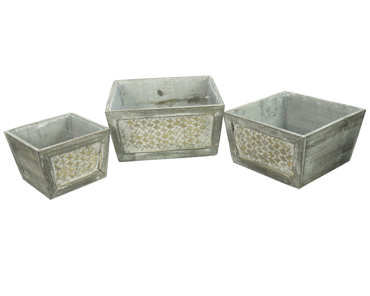 Set of 3 Square Decorative Wooden Planter Box Wood Indoor Garden for Plants