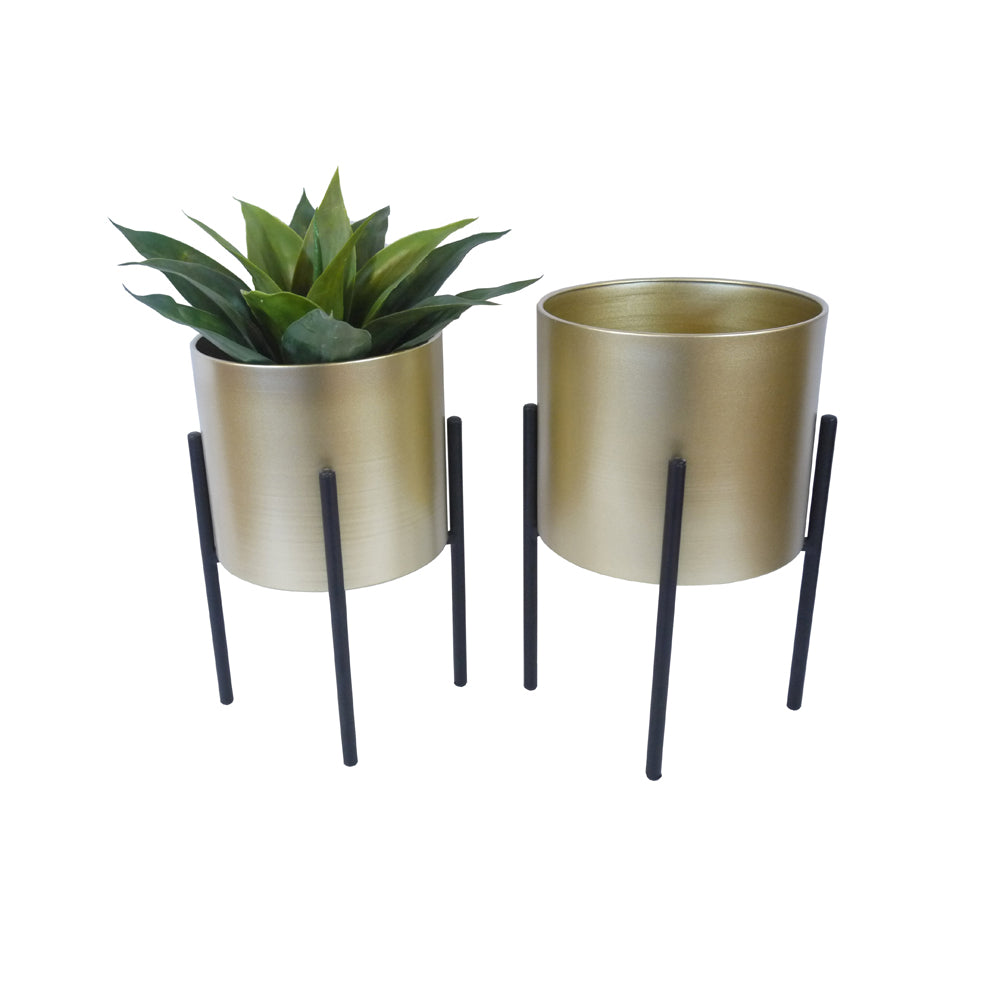 mid century planter pot Admired By Nature Set of 2 2 sizes Mid Century Planter Pot Flower Plants Holder W/ Foldable Stand Indoor Outdoor Planter, Plants Planter