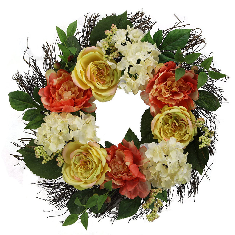 22" Artificial Rose Hydrangea Peony Spring Summer