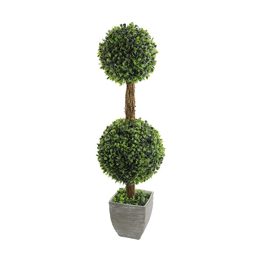 GG7659-GREEN Desktop Double Ball- Shaped Boxwood Topiary in Pot