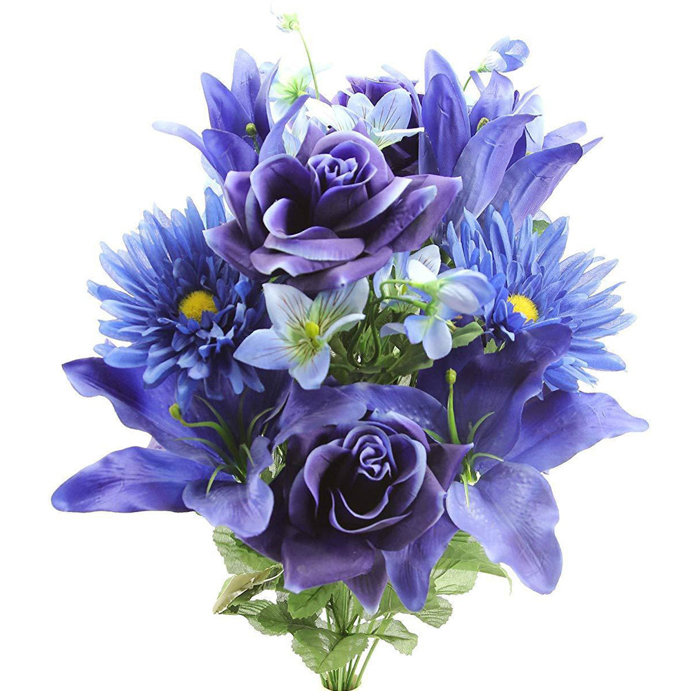 18 Stem Artificial Flowers Blooming Lily Rose Gerbera