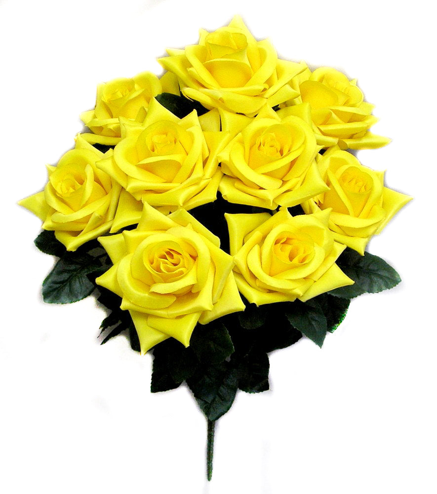 GPB183-BEAUTY 9 Artificial Full Blossoms Rose Bush