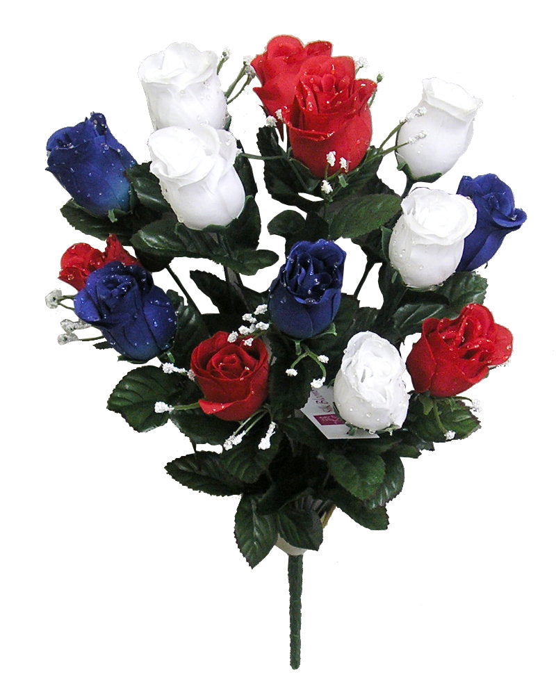 14 Stems Artificial Flower Rosebuds Patriotic Spring