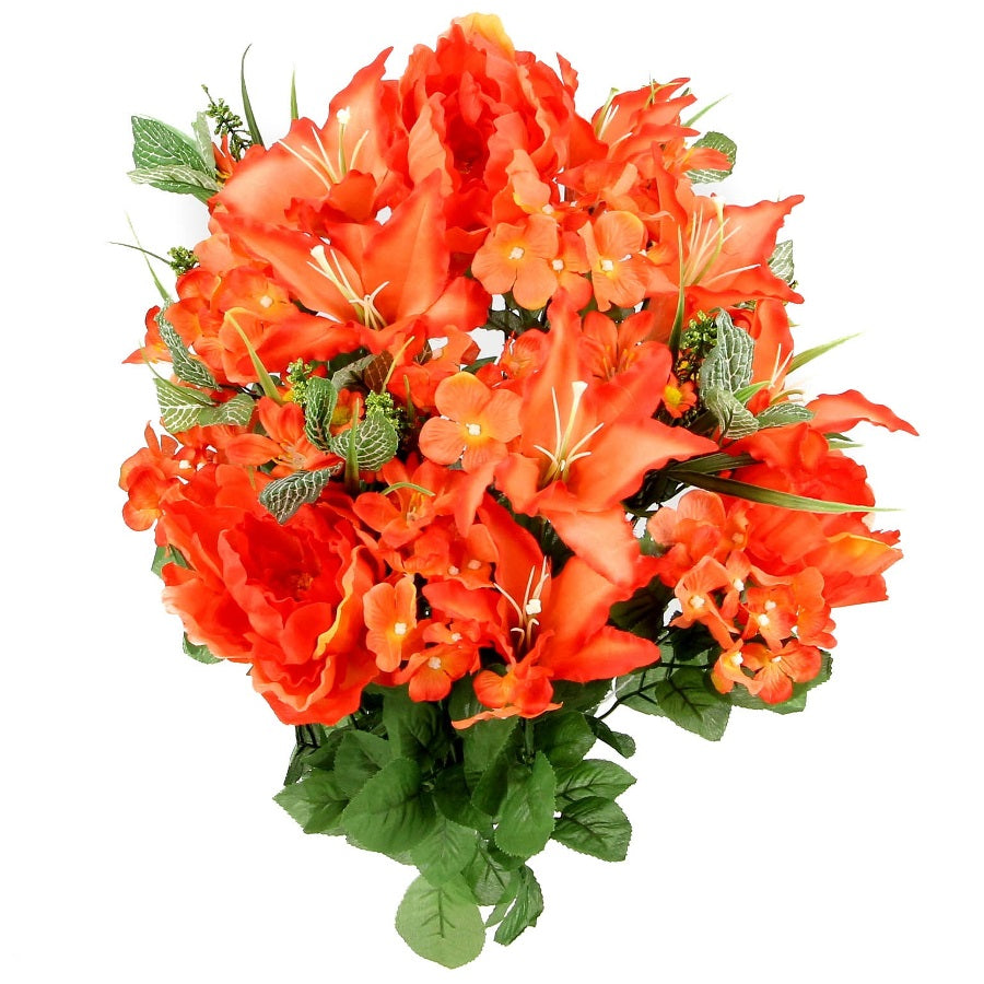 24 Stems Spring Bush Artificial Hydrangea Flowers Tiger Lily Peony Bush Foliage