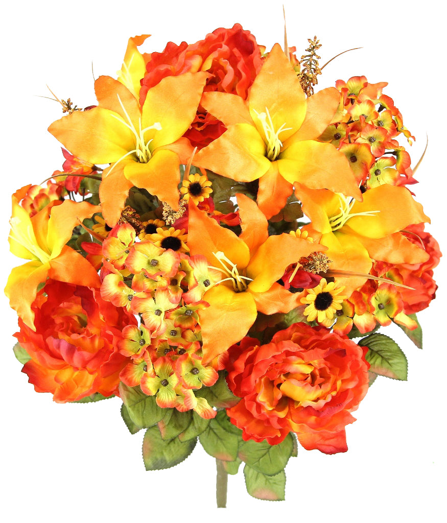 24 Stems Spring Bush Artificial Hydrangea Flowers Tiger Lily Peony Bush Foliage