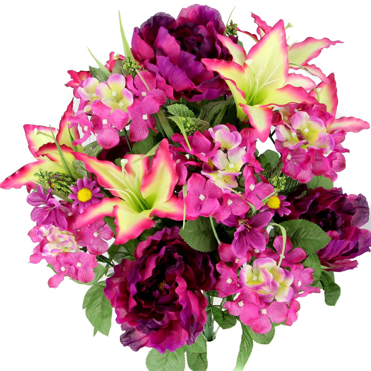 24 Stems Spring Bush Artificial Hydrangea Flowers Tiger Lily Peony Bush Foliage