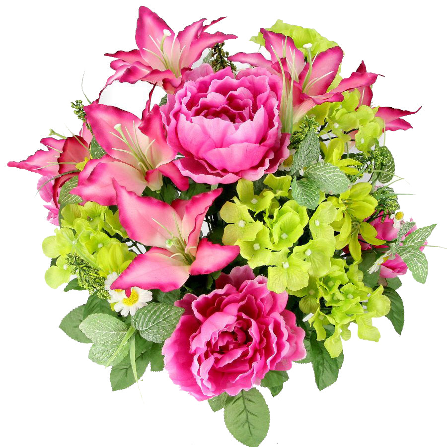 24 Stems Spring Bush Artificial Hydrangea Flowers Tiger Lily Peony Bush Foliage