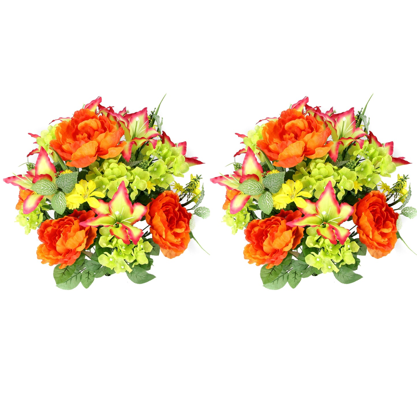 24 Stems Spring Bush Artificial Hydrangea Flowers Tiger Lily Peony Bush Foliage