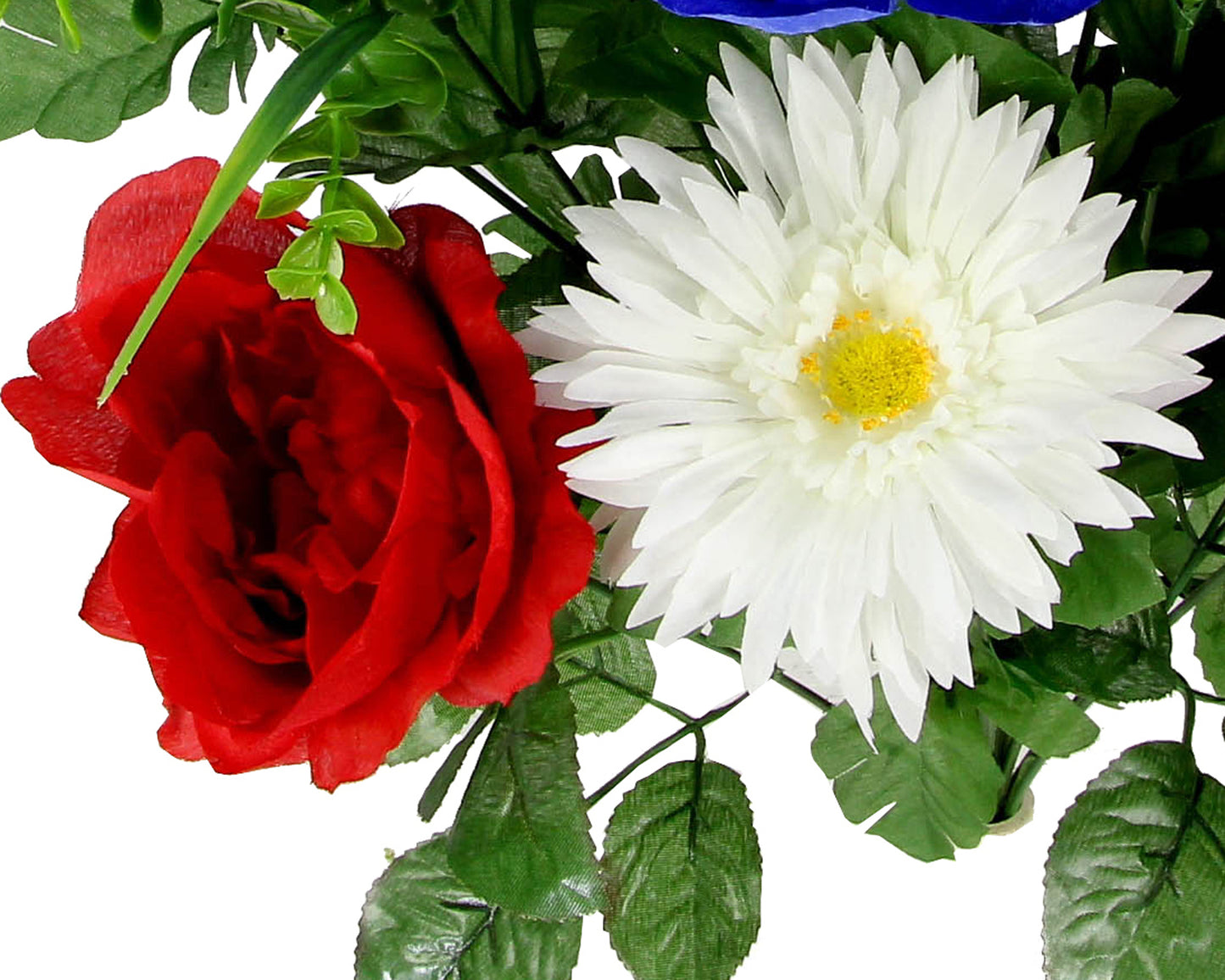 18 Stems Artificial Flower Patriotic Memorial Bouquet Peony Gerbera Daisy