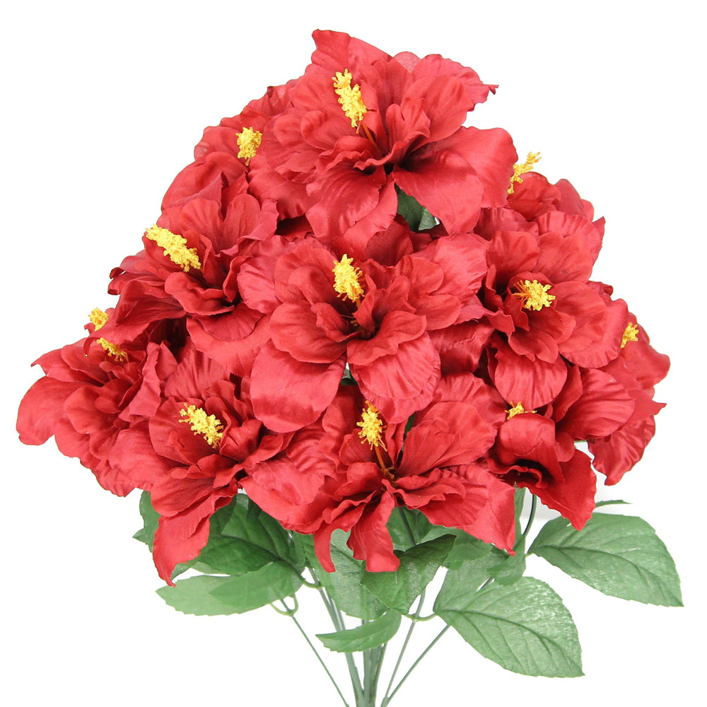 GPB5325-BEAUTY - 12 Stems Artificial Blooming Hibiscus FlowersBeauty