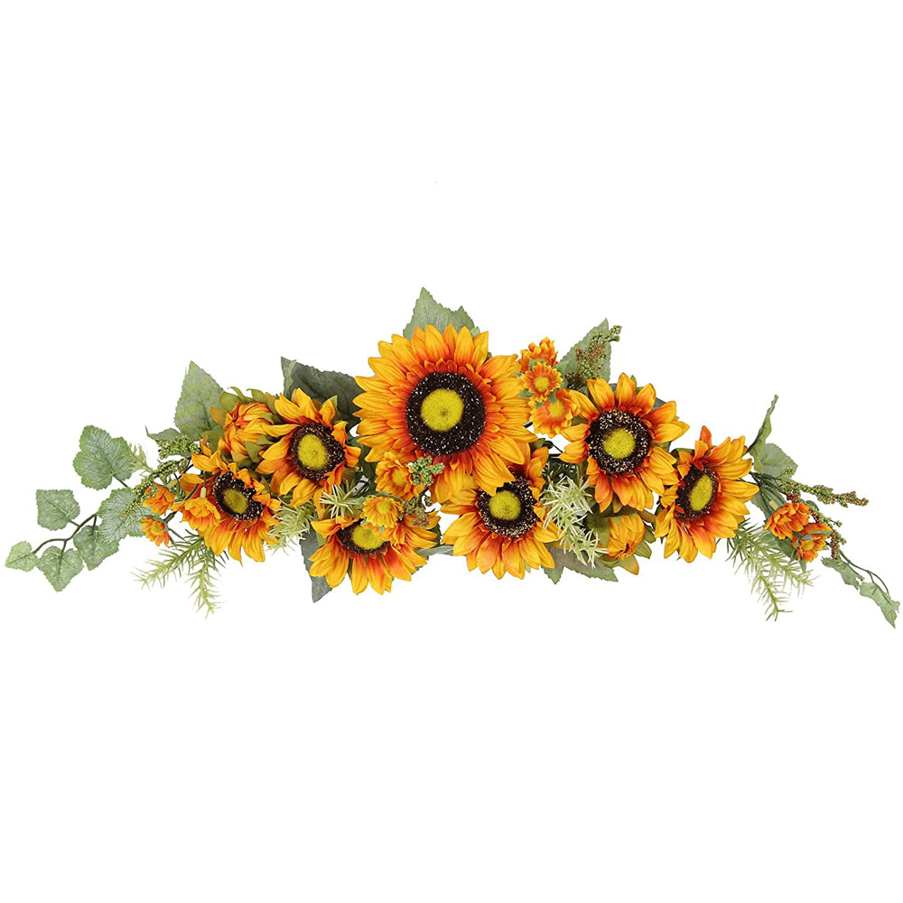 Artificial Sunflower Swag with Mini Berries Foliage Gold