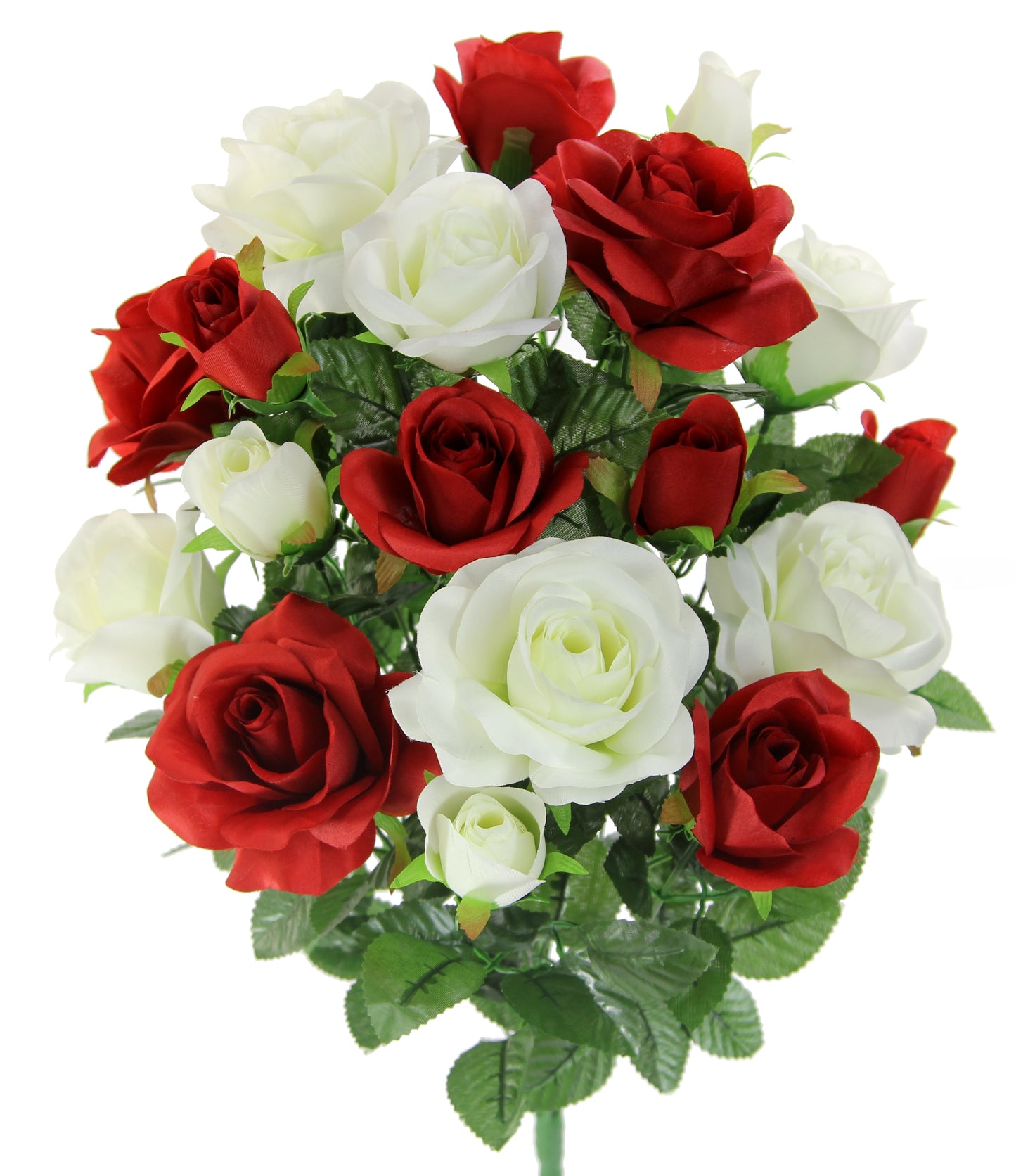 GPB6433-CREAM 18 Stems Artificial Rose Buds Mixed Flower BushRose & Rose cm