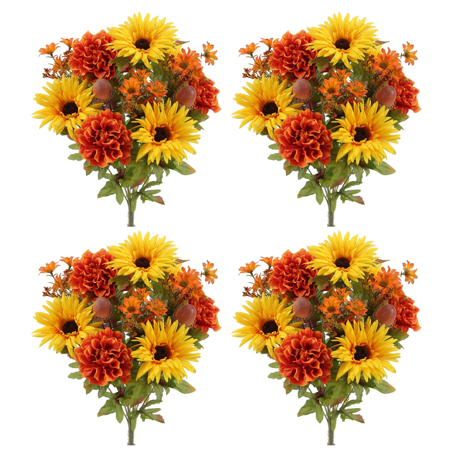 14 Stems Artificial Gerbera Daisy Marigold Acorn Flowers Fall