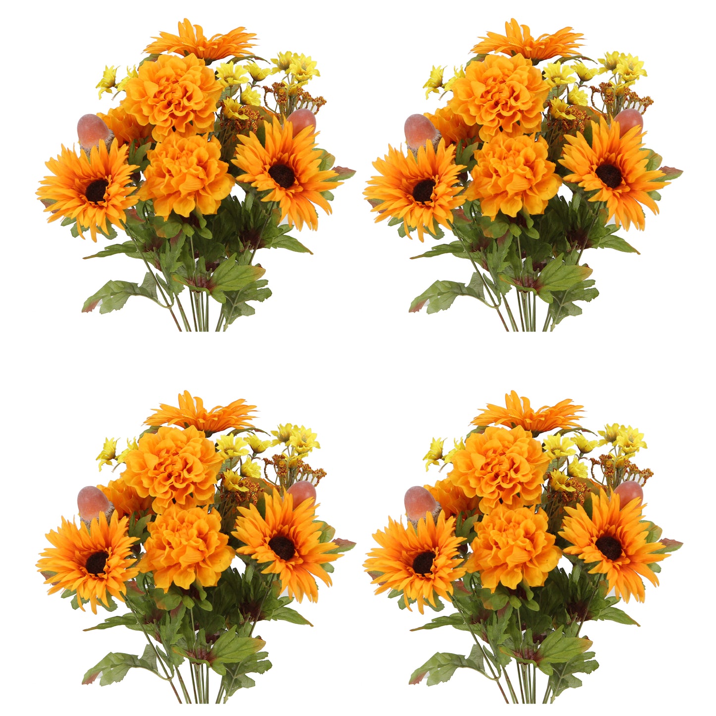 14 Stems Artificial Gerbera Daisy Marigold Acorn Flowers Fall