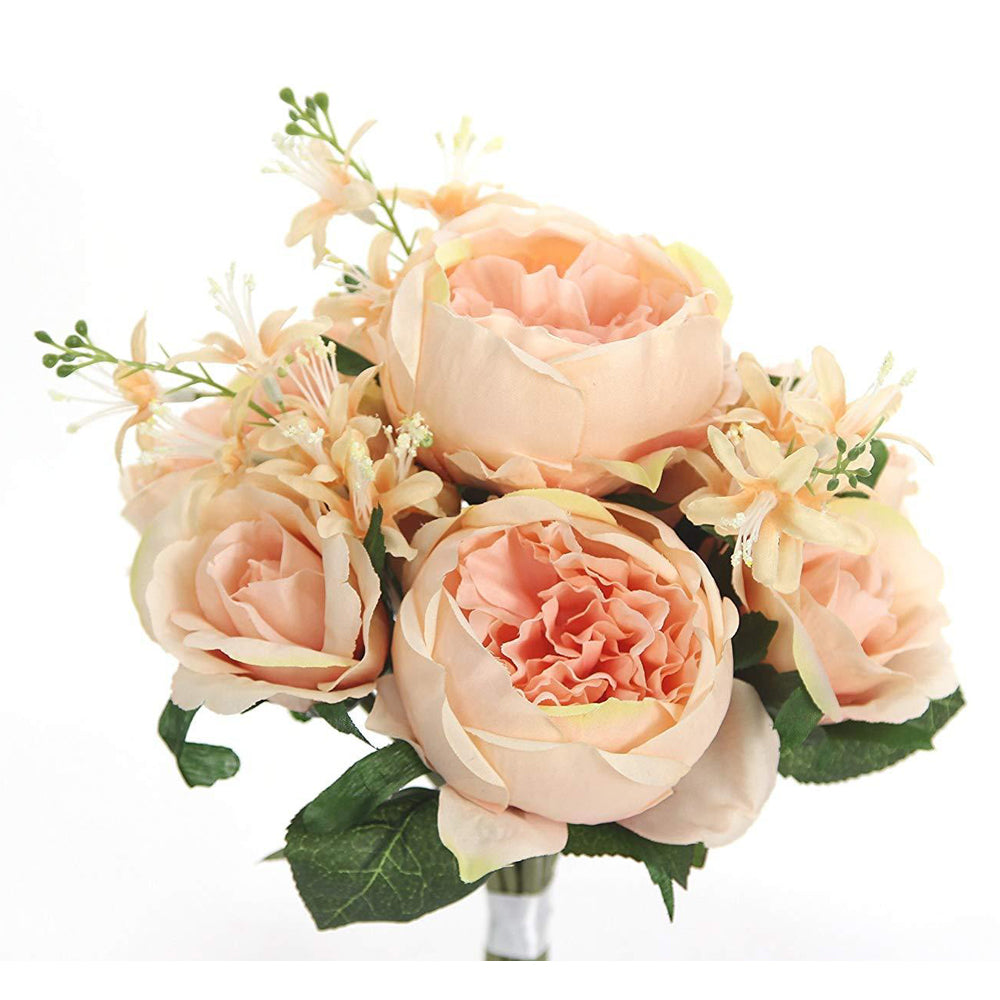 9 Stem Artficial Flowers English Rose Rose Bud Spring Wedding Bouquet