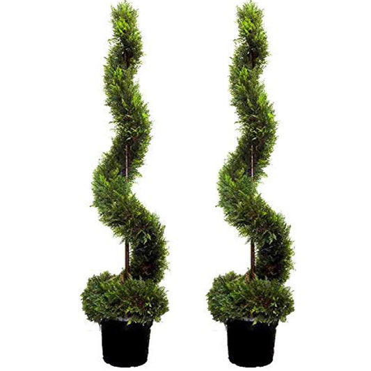 5' Artificial Cypress Leave Spiral Topiary Plant Tree,  GTR3640-NATURAL-2