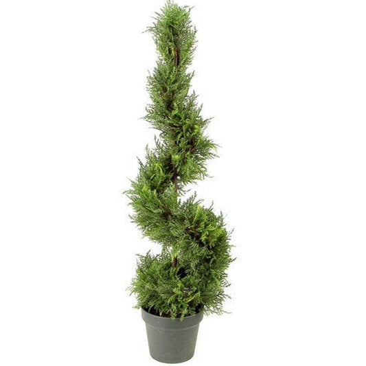 3' Artificial Cypress Leave Spiral Topiary Plant Tree, GTR4632-NATURAL