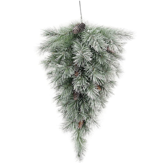 36"L 45Tips Faux ChristmasTeardrop Swag Frosted Snow Pine Cone Holiday Winter Swag