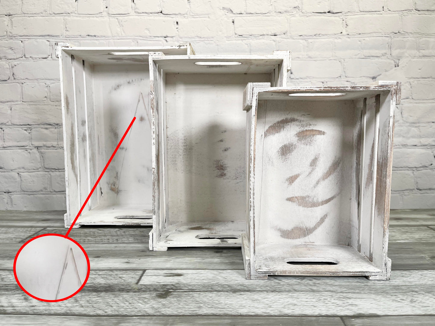 Rustic White Set Distressed Decorative Wood Crates Storage Container