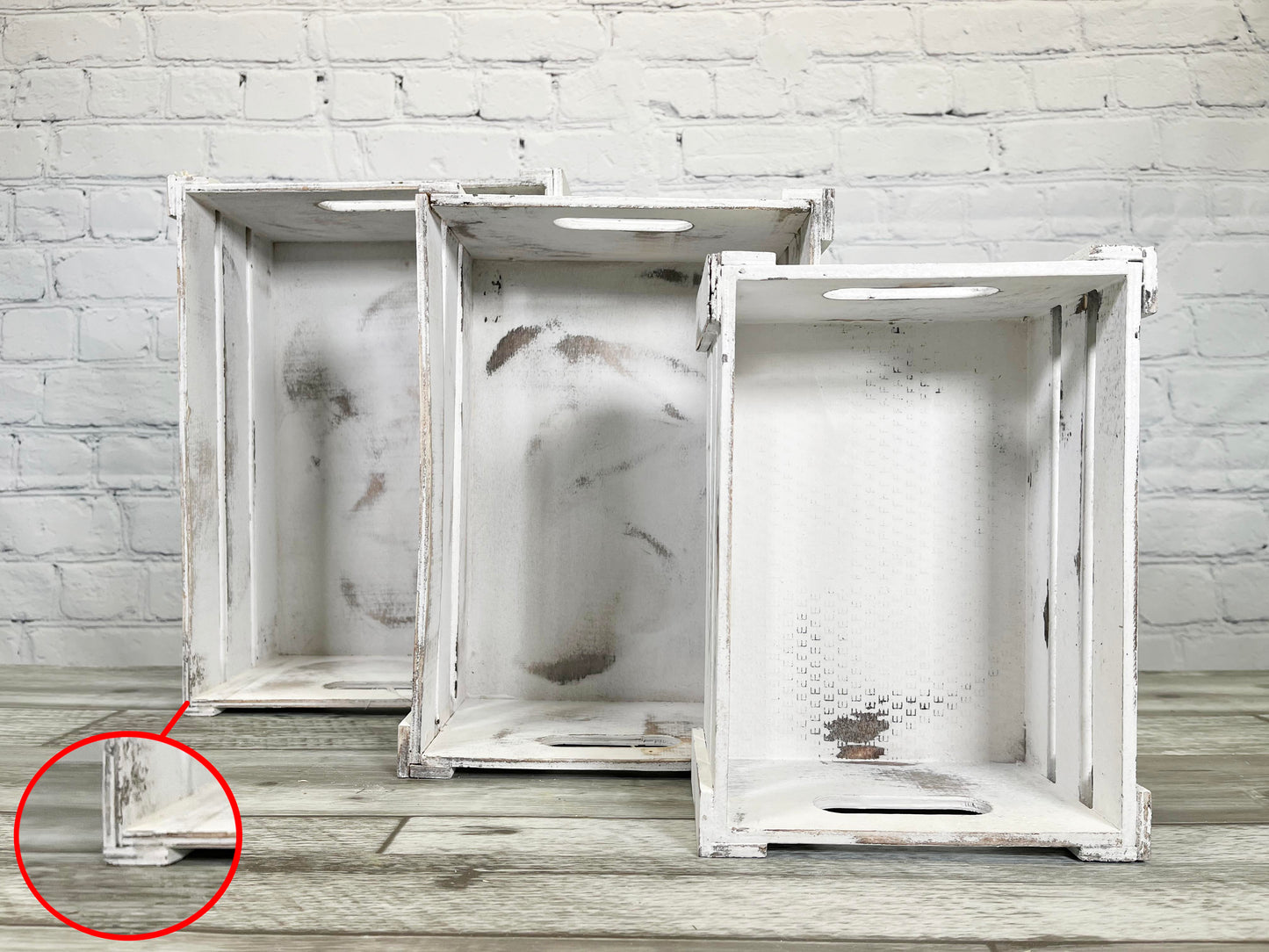 Rustic White Set Distressed Decorative Wood Crates Storage Container