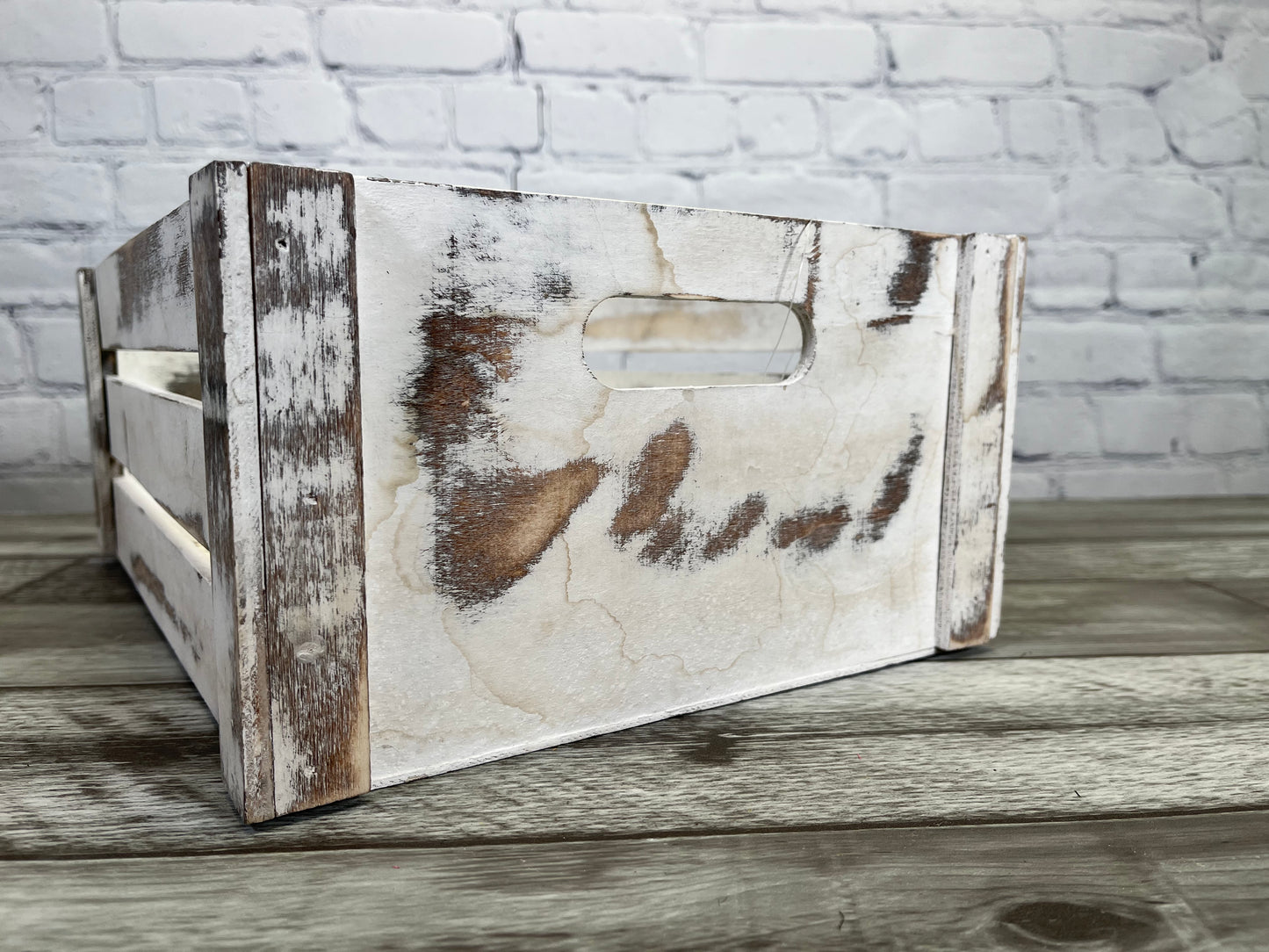 Rustic White Set Distressed Decorative Wood Crates Storage Container