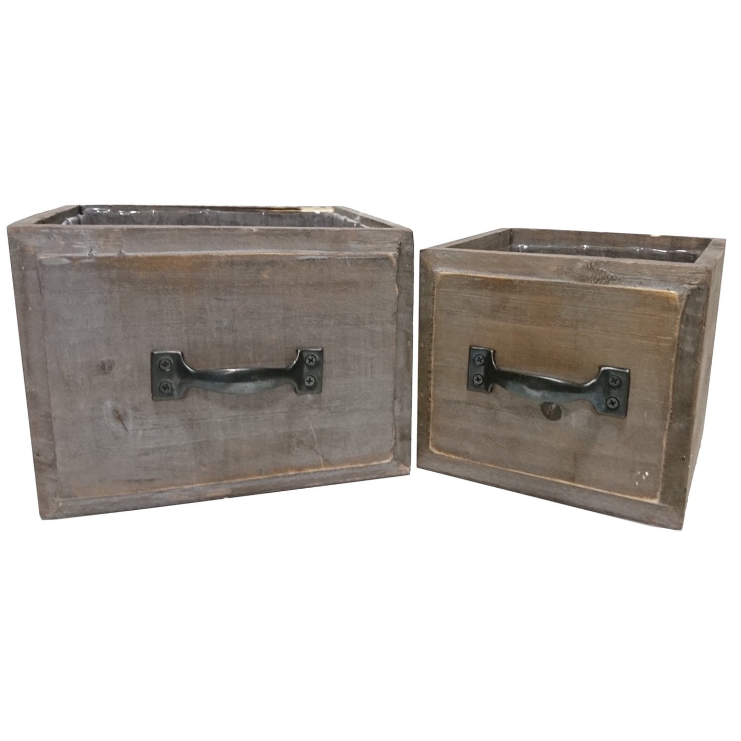 Double Rectangle Planter Box Style Pots w/Hard LinerWooden Flower Pot