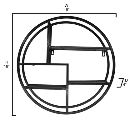 23" Mounted Iron Circle Hanging Storage Shelving Floating Shelf 3 Tier
