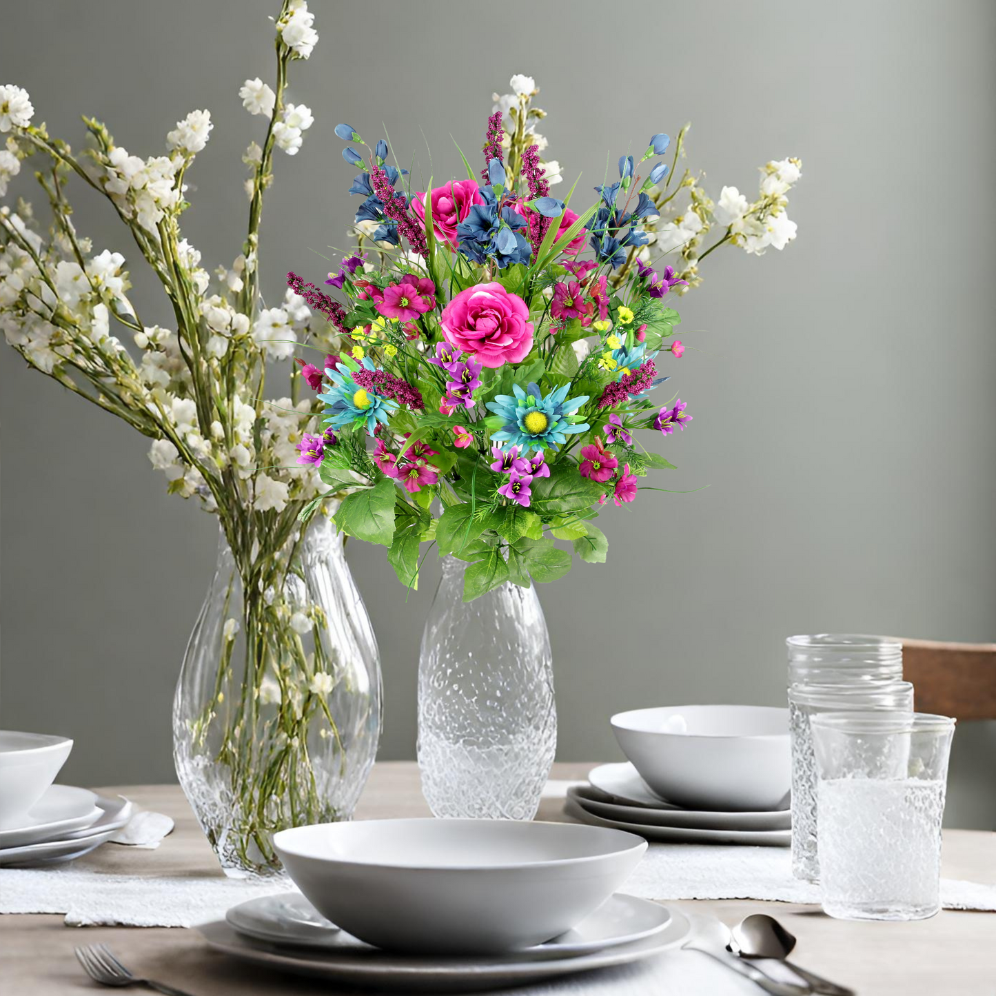 30 Stem Artificial flowers Morning Glory & Ranunculus Bush