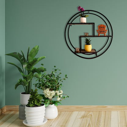 23" Mounted Iron Circle Hanging Storage Shelving Floating Shelf 3 Tier